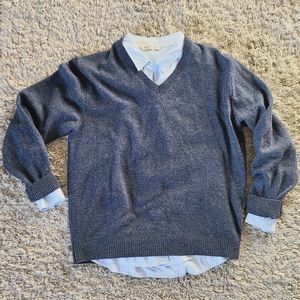 Blue oversized sweater and button up bundle